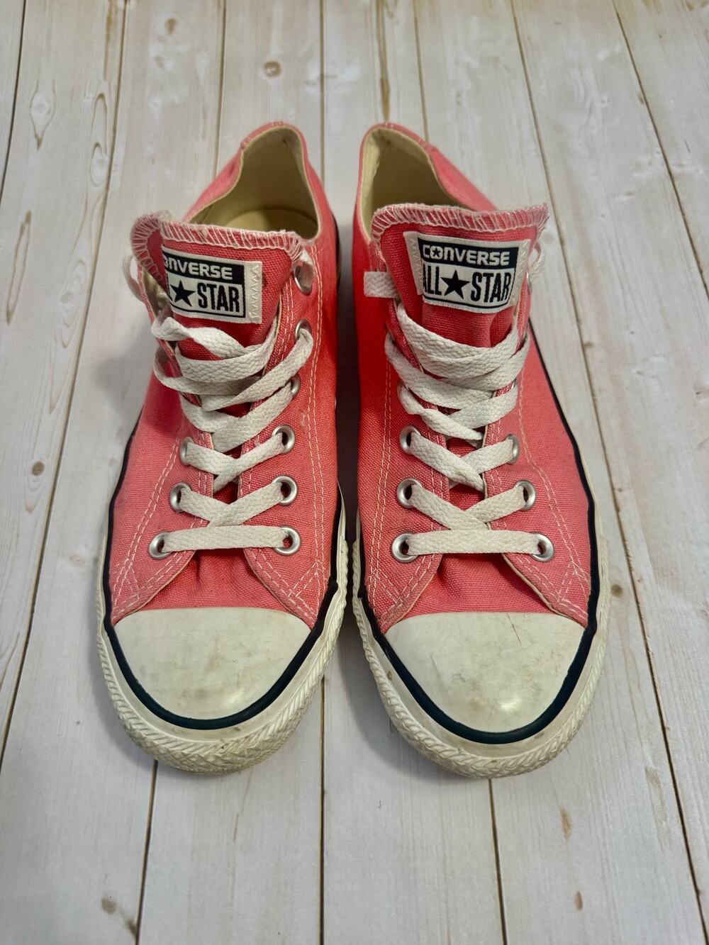 Converse Chuck Taylor All Star Low Top Pink Coral Canvas Sneakers Womens 9 Mens7